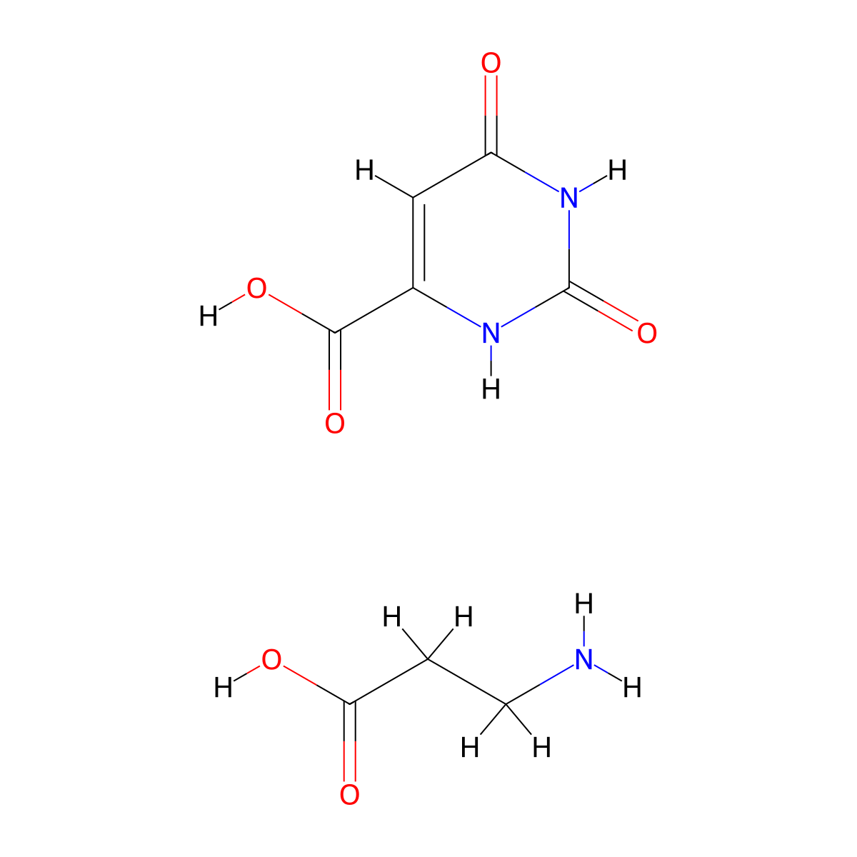 2,6-Dioxo-1,2,3,6-tetrahydropyrimidine-4-carboxylic acid; 3-aminopropanoic acid molecular structure, CAS 16296-47-2