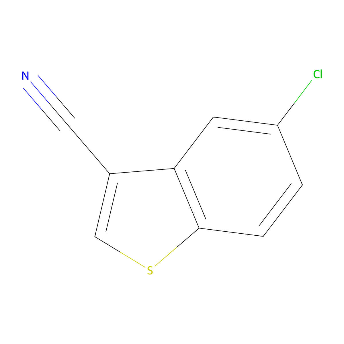 5-Chloro-1-benzothiophene-3-carbonitrile molecular structure, CAS 16296-79-0