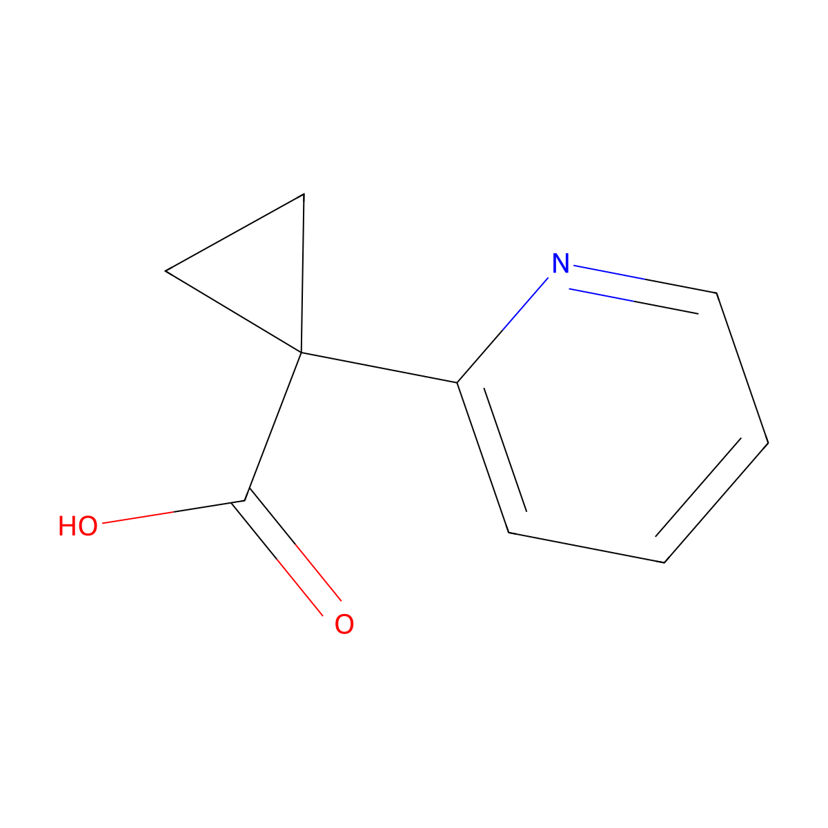 1-(Pyridin-2-yl)cyclopropanecarboxylic acid molecular structure, CAS 162960-26-1
