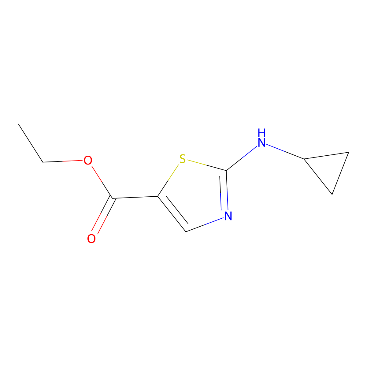 Ethyl 2-(cyclopropylamino)-1,3-thiazole-5-carboxylate molecular structure, CAS 1629601-80-4