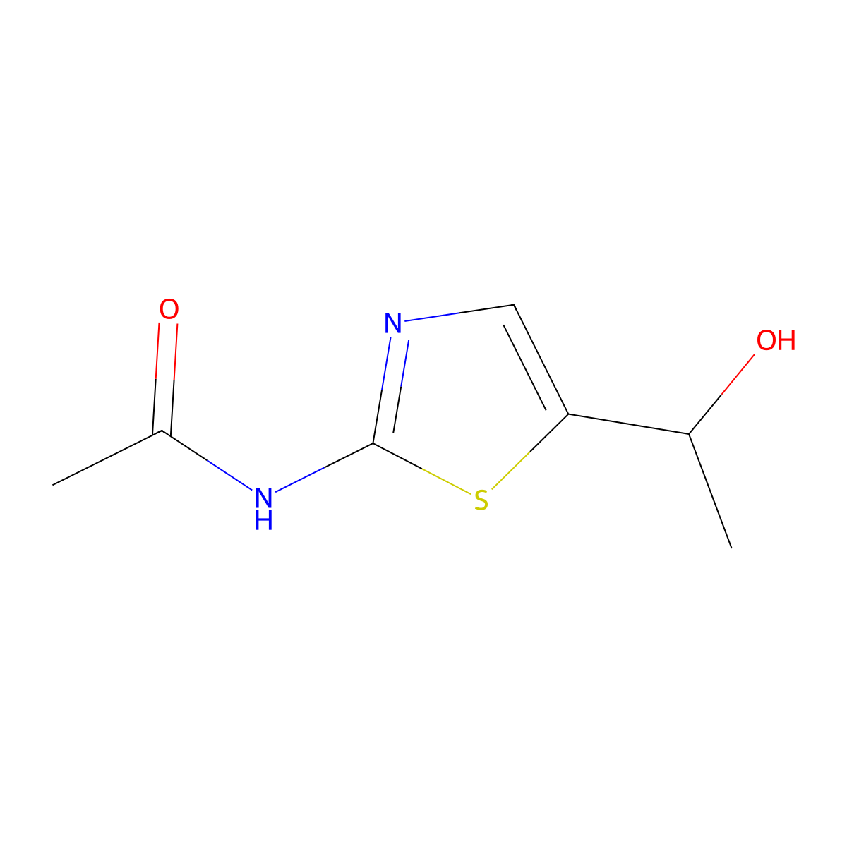 N-[5-(1-Hydroxyethyl)-1,3-thiazol-2-yl]acetamide molecular structure, CAS 1629602-04-5