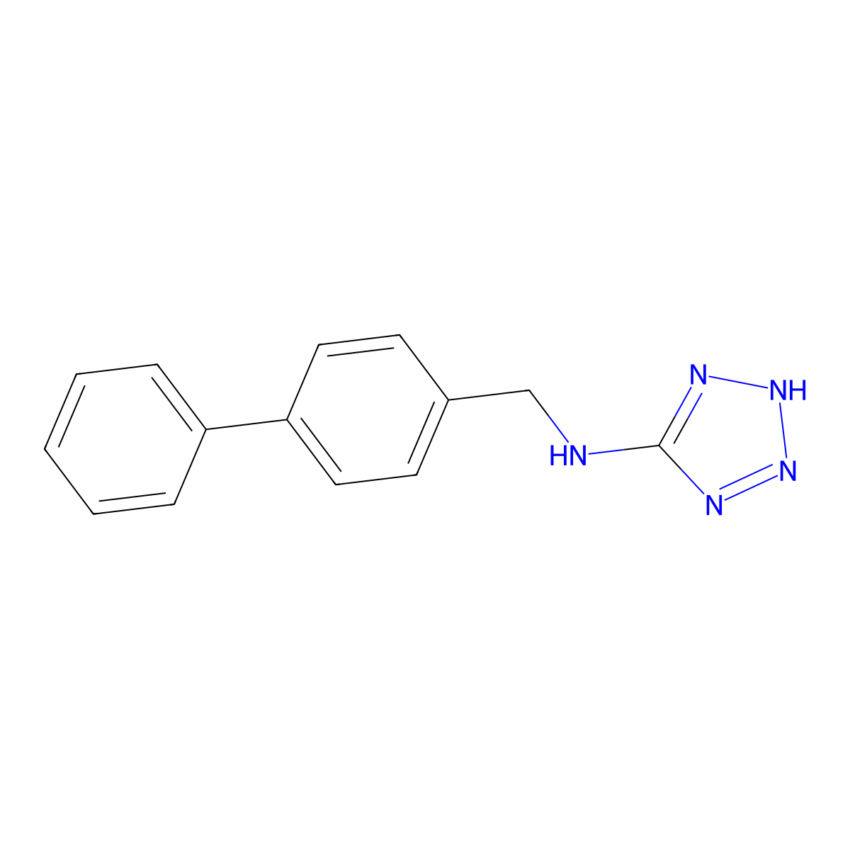 N-[(4-phenylphenyl)methyl]-2H-tetrazol-5-amine molecular structure, CAS 162961-17-3