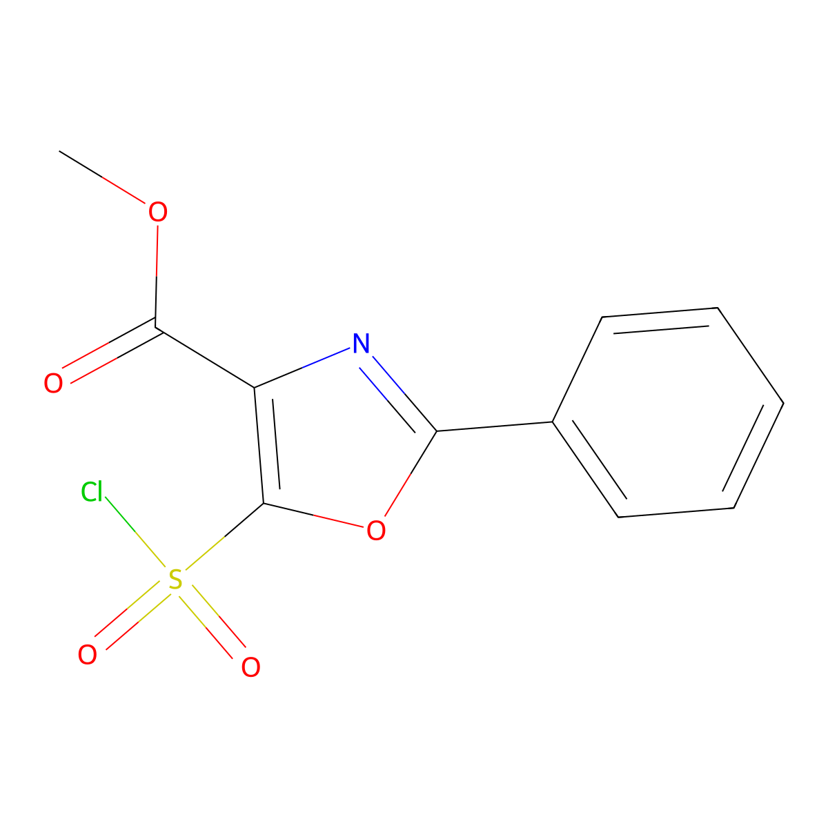 Methyl 5-(chlorosulfonyl)-2-phenyl-1,3-oxazole-4-carboxylate molecular structure, CAS 1629628-56-3