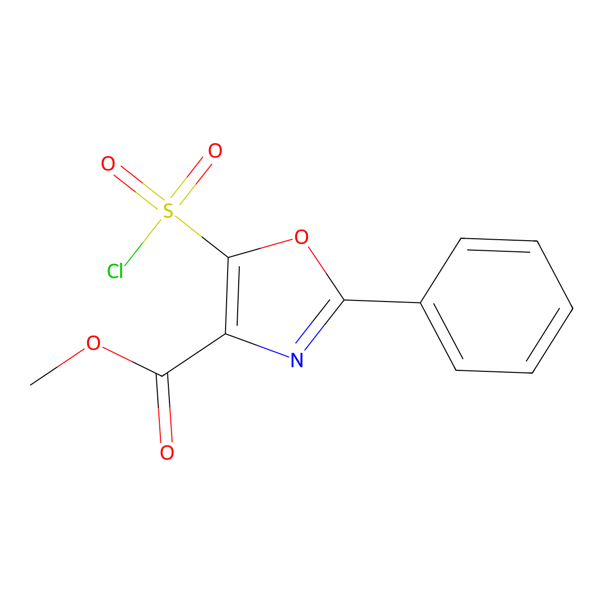 Methyl 5-(chlorosulfonyl)-2-phenyl-1,3-oxazole-4-carboxylate molecular structure, CAS 1629628-56-3