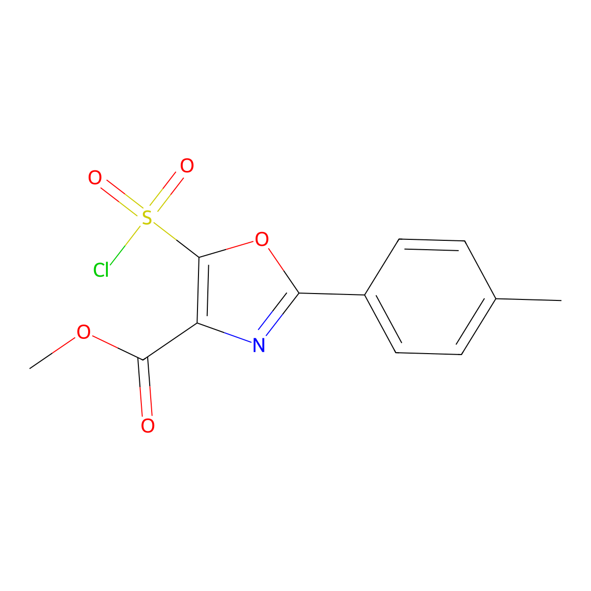 Methyl 5-(chlorosulfonyl)-2-(4-methylphenyl)-1,3-oxazole-4-carboxylate molecular structure, CAS 1629628-57-4
