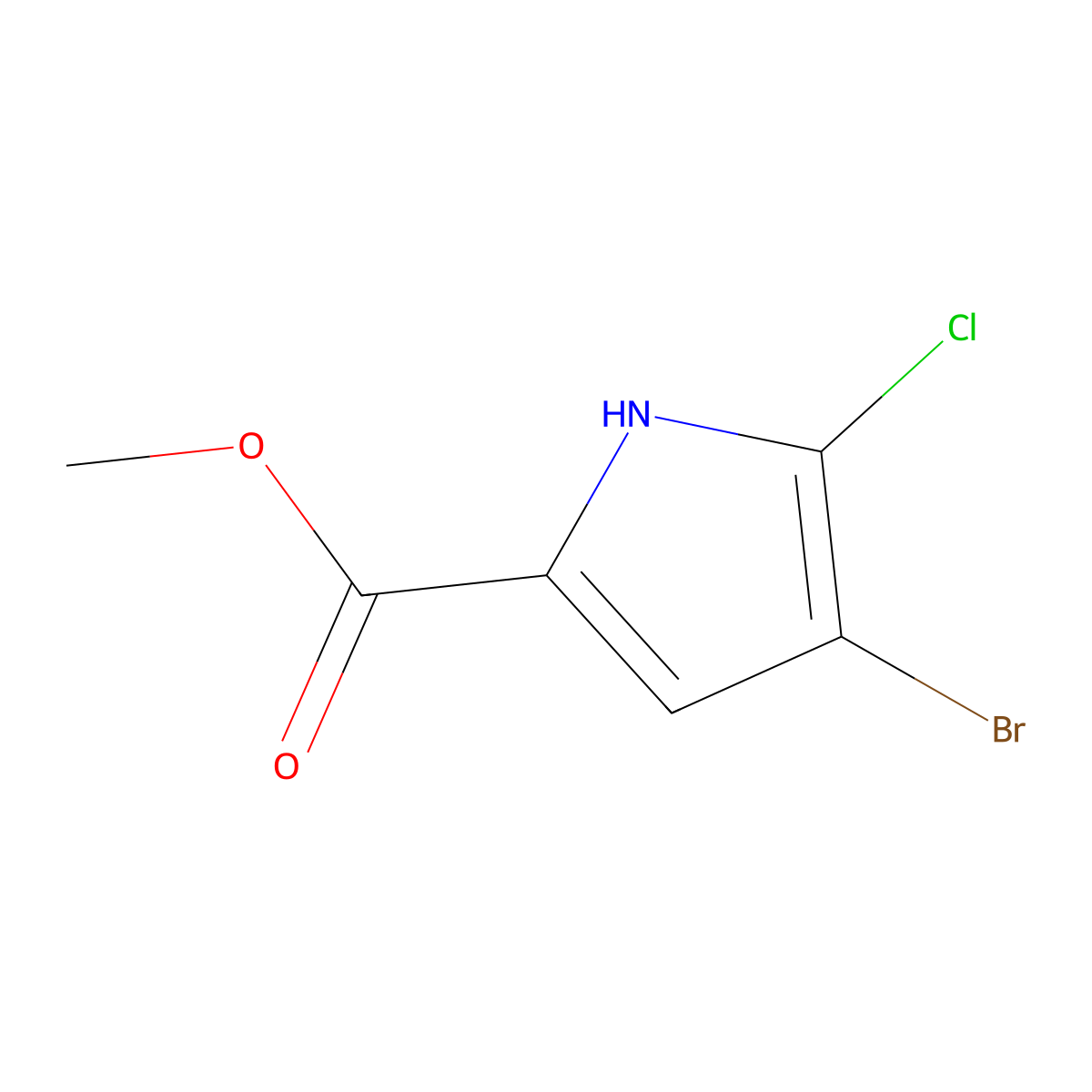 Methyl 4-bromo-5-chloro-1H-pyrrole-2-carboxylate molecular structure, CAS 1629633-64-2