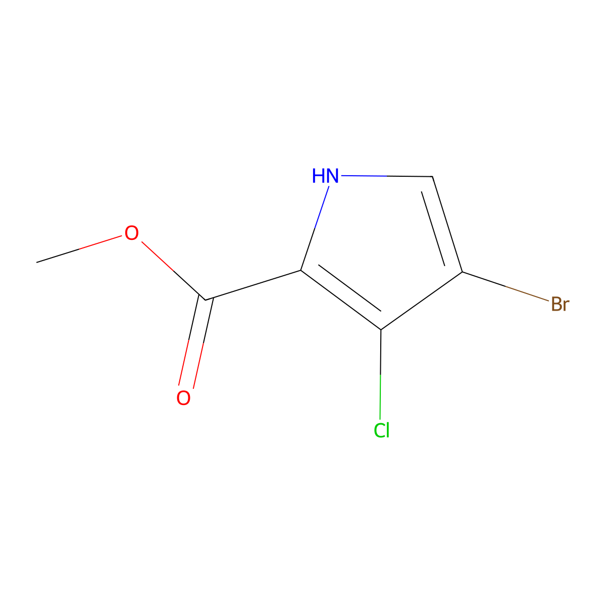 Methyl 4-bromo-3-chloro-1H-pyrrole-2-carboxylate molecular structure, CAS 1629633-72-2