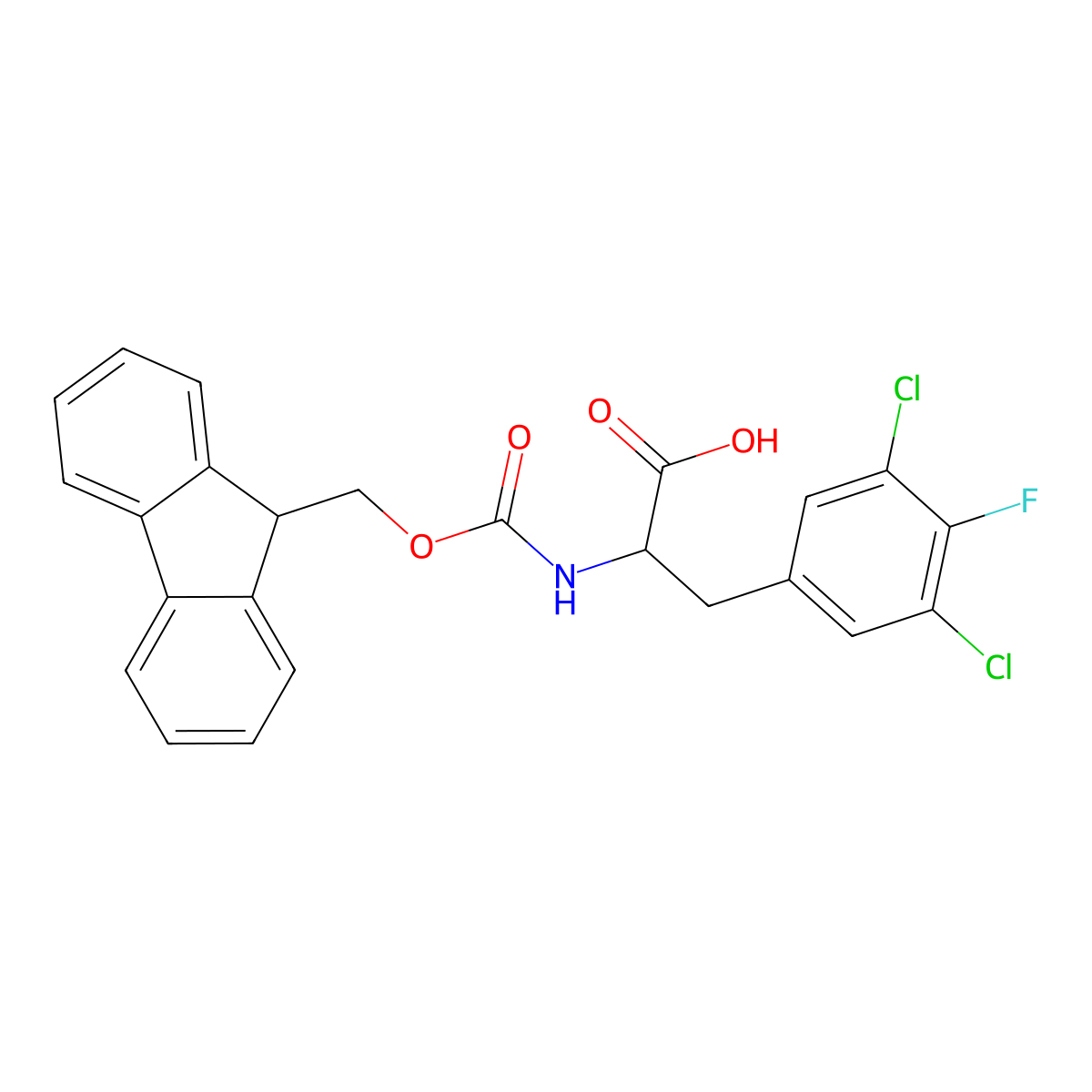 N-Fmoc-4-fluoro-3,5-dichloro-L-phenylalanine molecular structure, CAS 1629658-24-7