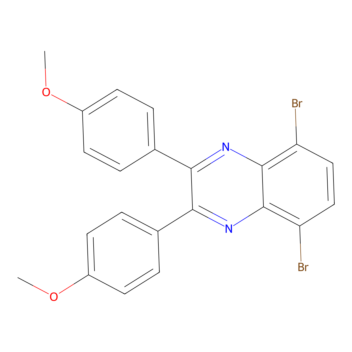 5,8-Dibromo-2,3-bis(4-methoxyphenyl)quinoxaline molecular structure, CAS 162967-90-0