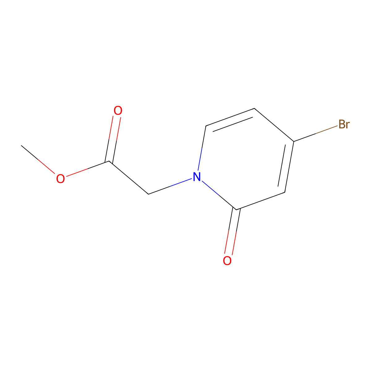 Methyl 2-(4-bromo-2-oxo-1,2-dihydropyridin-1-yl)acetate molecular structure, CAS 1629672-68-9