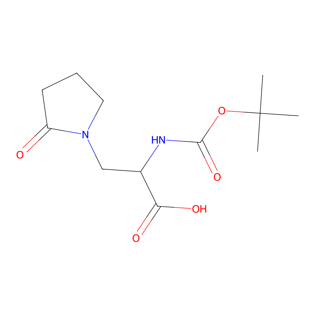 (2S)-2-(((tert-butoxy)carbonyl)amino)-3-(2-oxopyrrolidin-1-yl)propanoic acid molecular structure, CAS 1629681-12-4