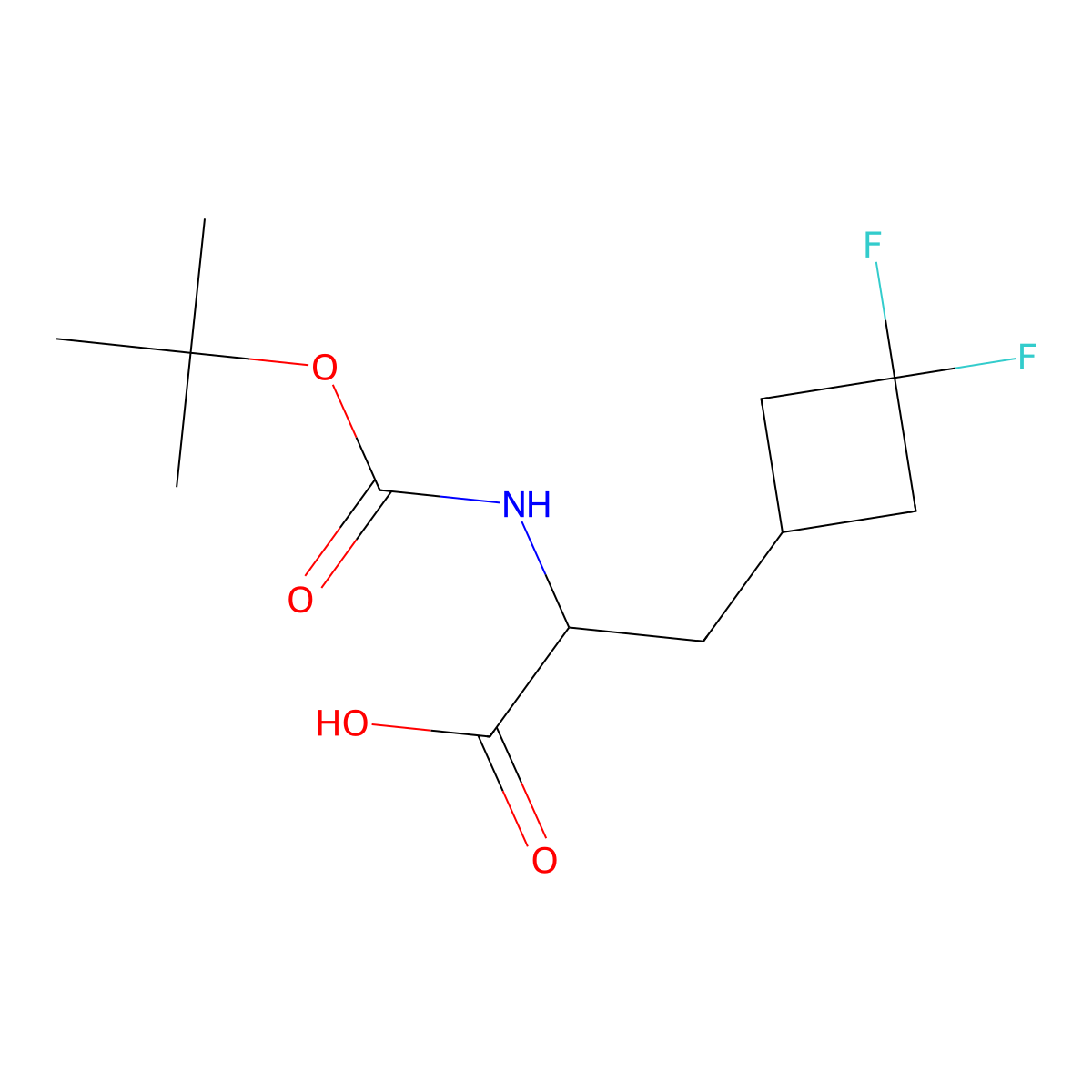 (2S)-2-(Tert-butoxycarbonylamino)-3-(3,3-difluorocyclobutyl)propanoic acid molecular structure, CAS 1629681-42-0