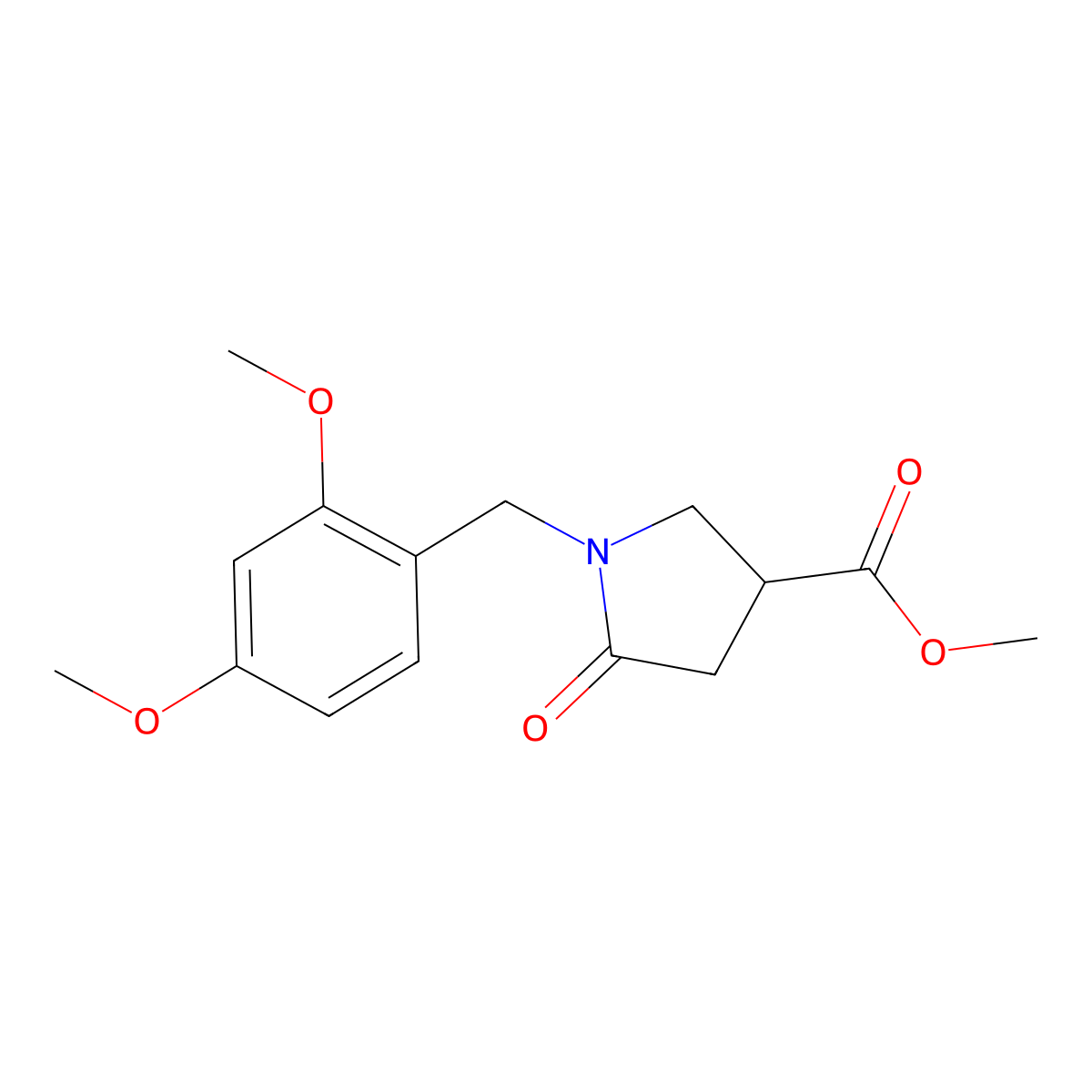 methyl (3S)-1-[(2,4-dimethoxyphenyl)methyl]-5-oxo-pyrrolidine-3-carboxylate molecular structure, CAS 1629681-82-8
