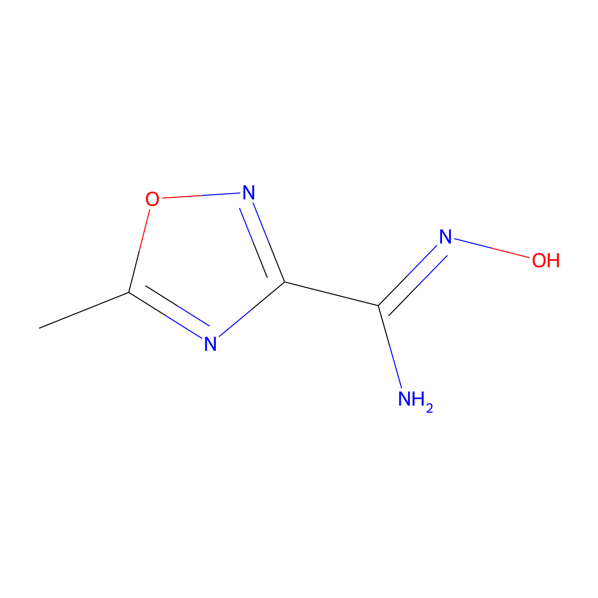 N-hydroxy-5-methyl-1,2,4-oxadiazole-3-carboximidamide molecular structure, CAS 162969-65-5