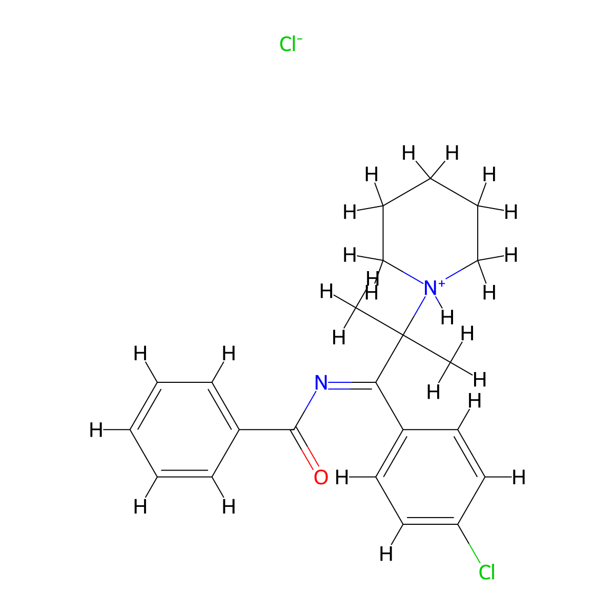 Benzamide, N-(p-chloro-alpha-(1-methyl-1-piperidinoethyl)benzilidene)-, monohydrochloride molecular structure, CAS 16297-40-8