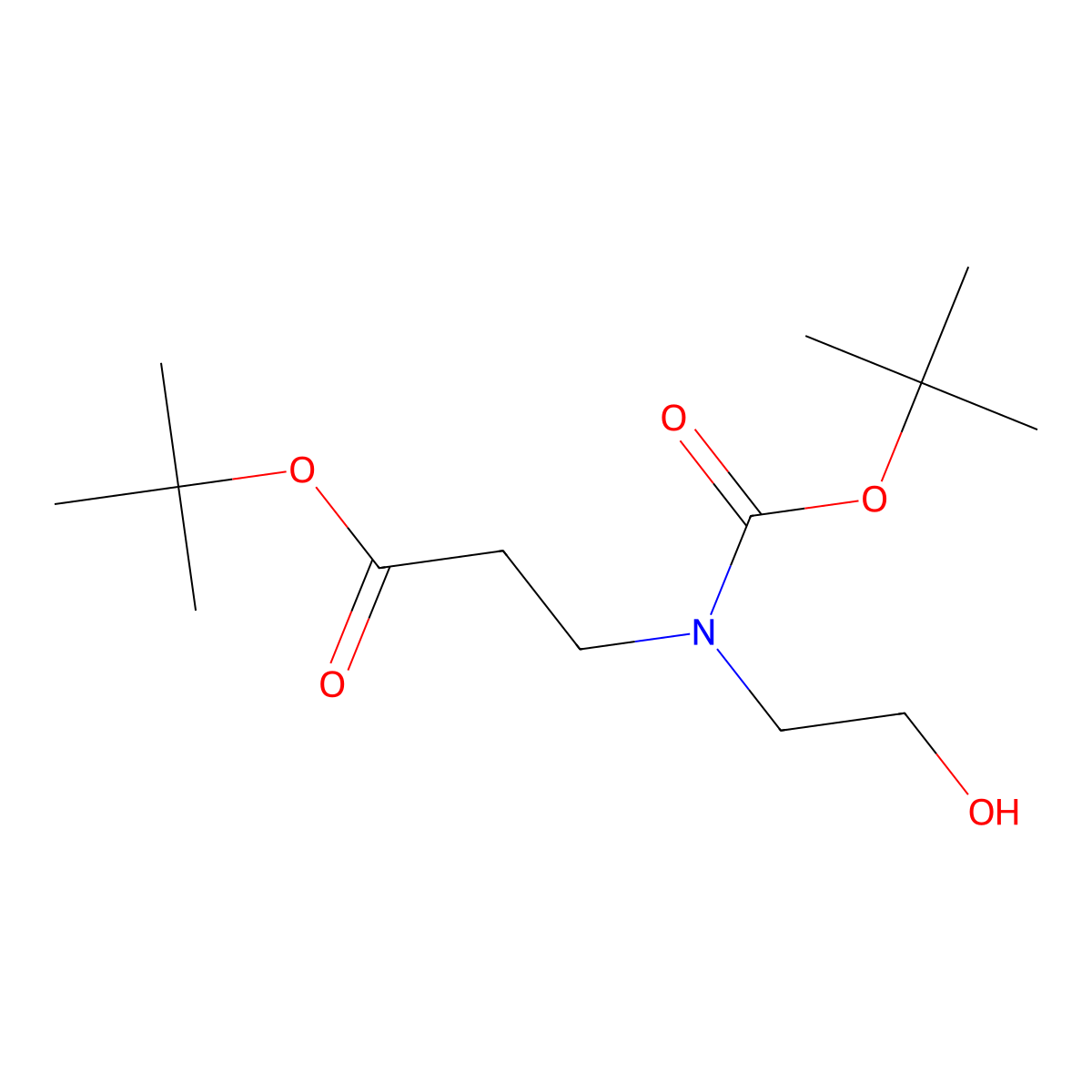 Tert-butyl 3-(tert-butoxycarbonyl(2-hydroxyethyl)amino)propanoate molecular structure, CAS 1629737-97-8