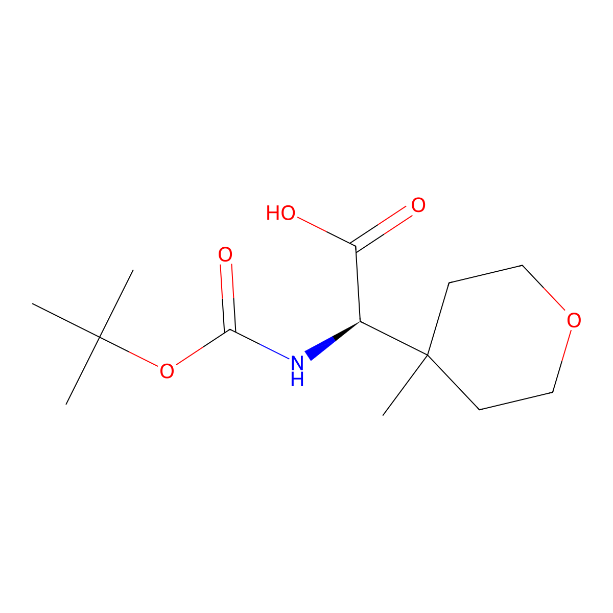 (R)-2-((tert-Butoxycarbonyl)amino)-2-(4-methyltetrahydro-2H-pyran-4-yl)acetic acid molecular structure, CAS 1629738-53-9