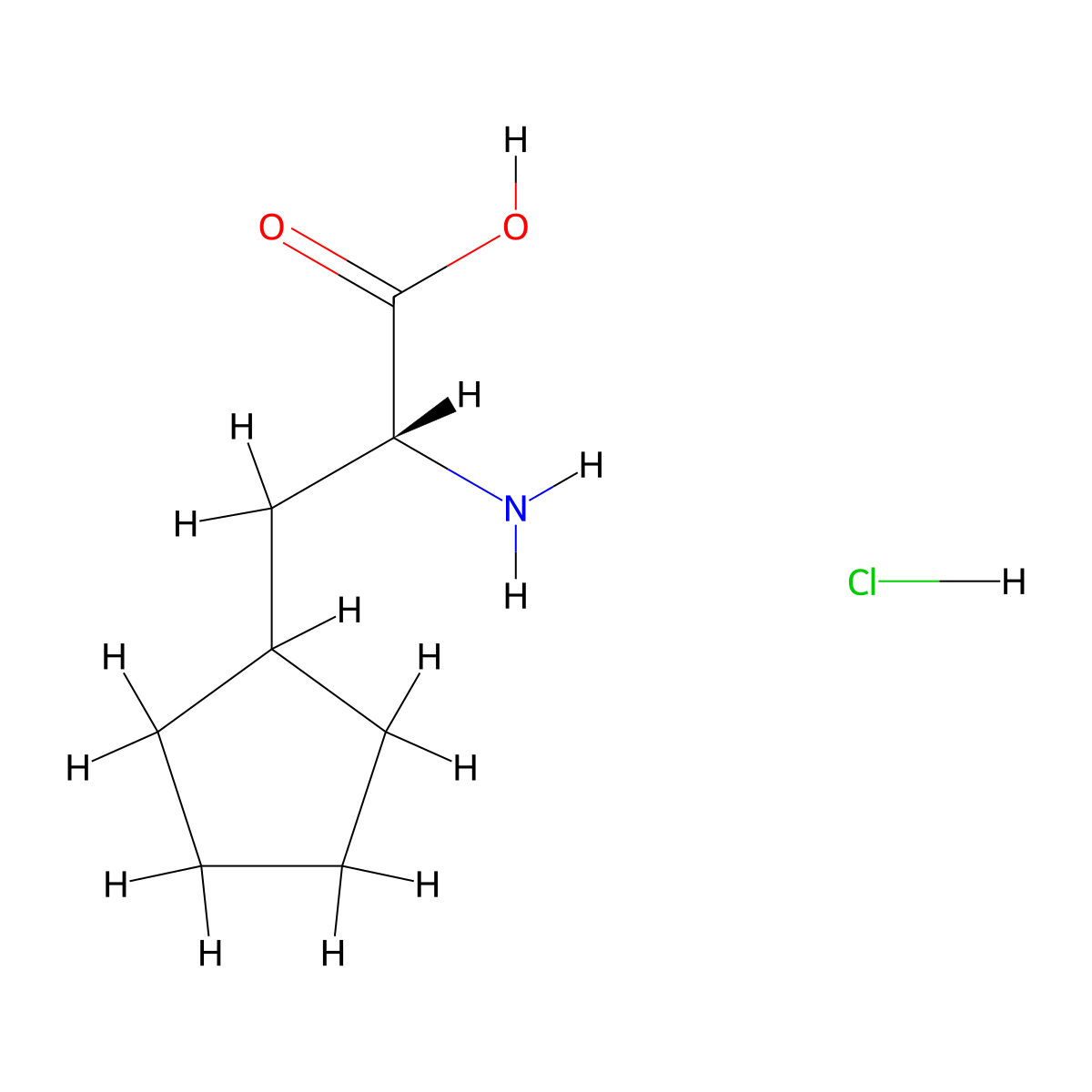 (R)-2-Amino-3-cyclopentylpropanoic acid hydrochloride molecular structure, CAS 1629757-73-8