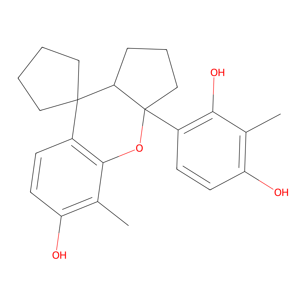 4-(6-hydroxy-5-methyl-1,2,3,9a-tetrahydro-3aH-spiro[cyclopenta[b]chromene-9,1'-cyclopentan]-3a-yl)-2-methylbenzene-1,3-diol molecular structure, CAS 162978-84-9