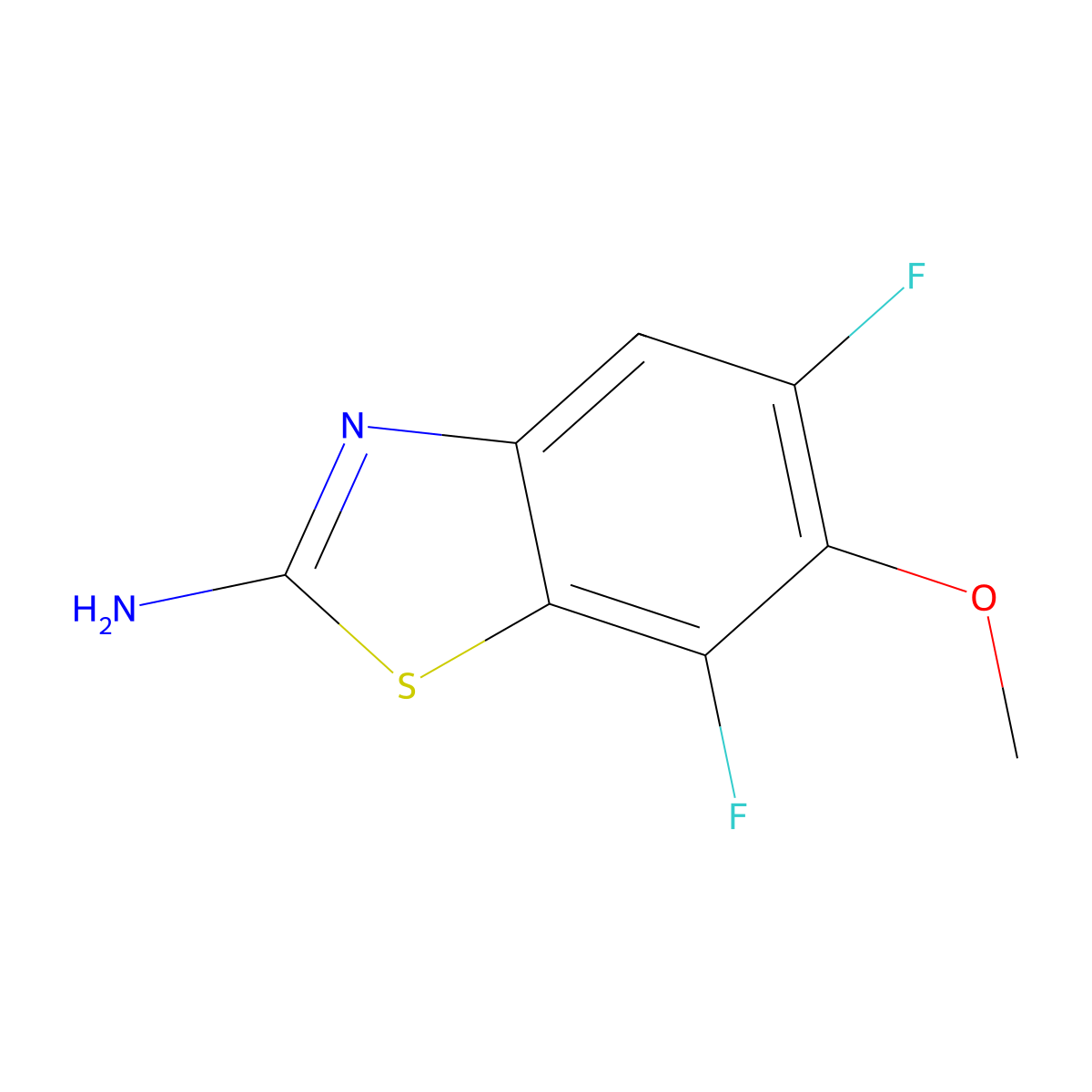 5,7-Difluoro-6-methoxy-1,3-benzothiazol-2-amine molecular structure, CAS 1629896-96-3