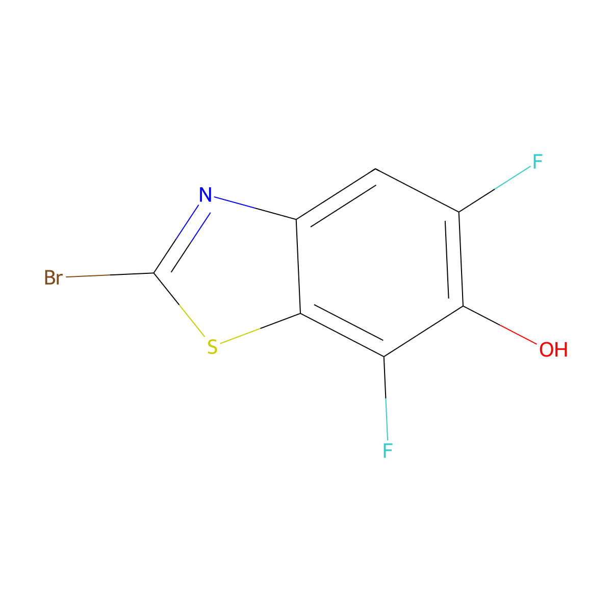 2-Bromo-5,7-difluoro-1,3-benzothiazol-6-ol molecular structure, CAS 1629896-97-4