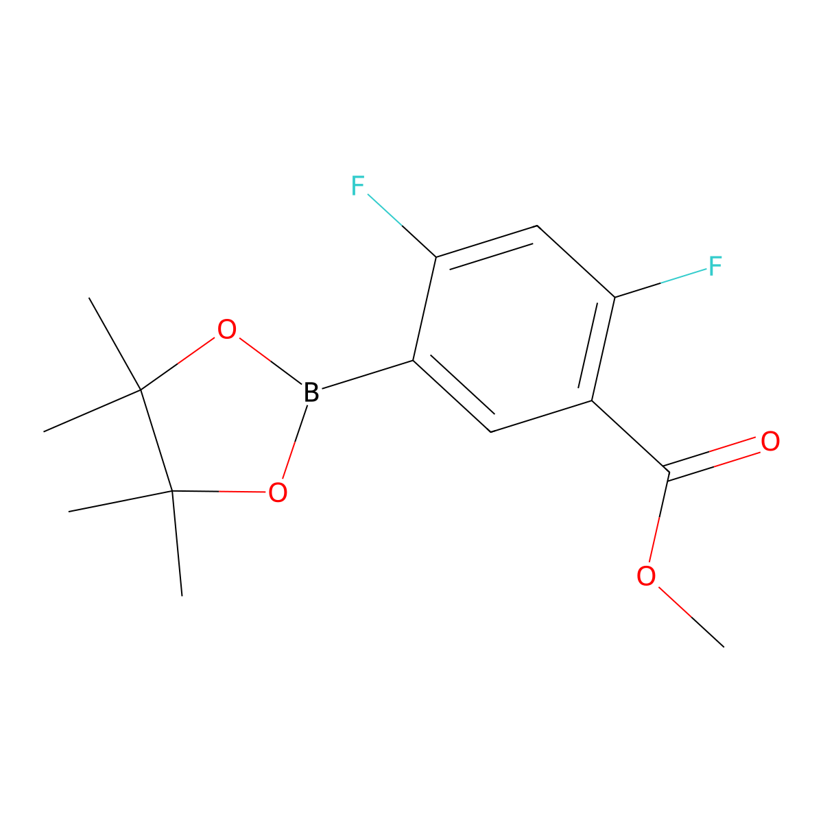 Methyl 2,4-difluoro-5-(4,4,5,5-tetramethyl-1,3,2-dioxaborolan-2-yl)benzoate molecular structure, CAS 1629914-22-2