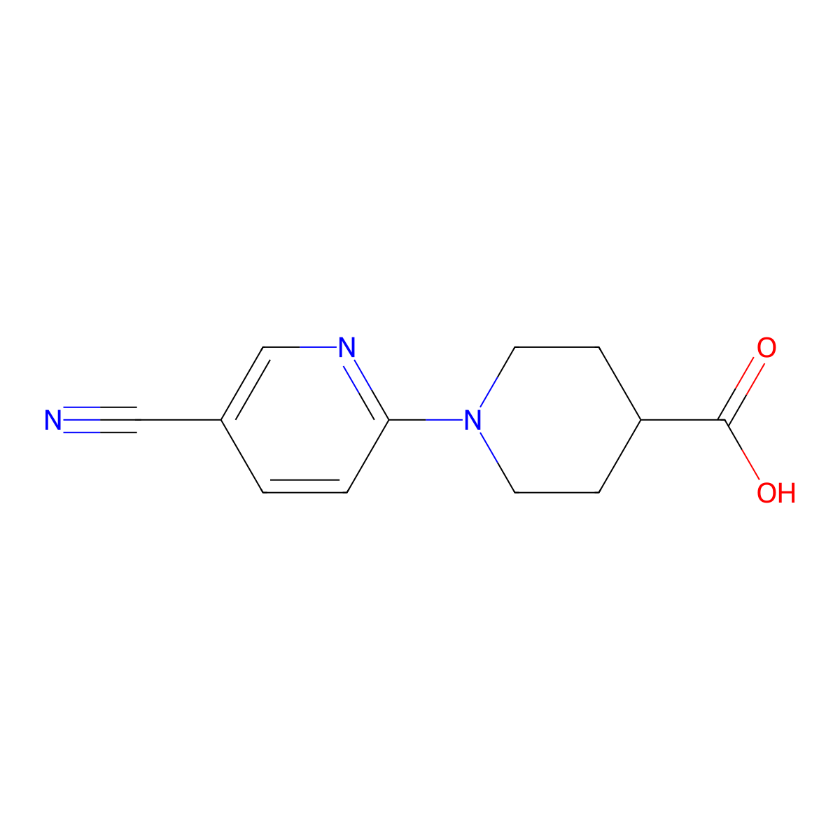 1-(5-Cyano-2-pyridinyl)-4-piperidinecarboxylic acid molecular structure, CAS 162997-28-6