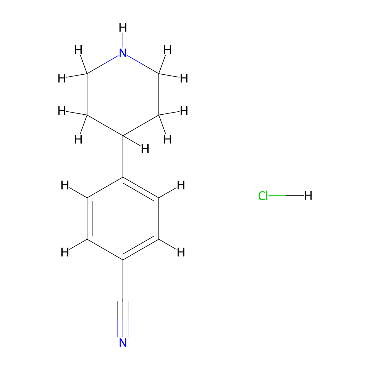 4-(Piperidin-4-yl)benzonitrile--hydrogen chloride (1/1) molecular structure, CAS 162997-34-4