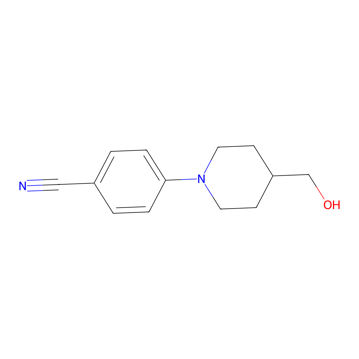 4-(4-(Hydroxymethyl)piperidin-1-yl)benzonitrile molecular structure, CAS 162997-46-8