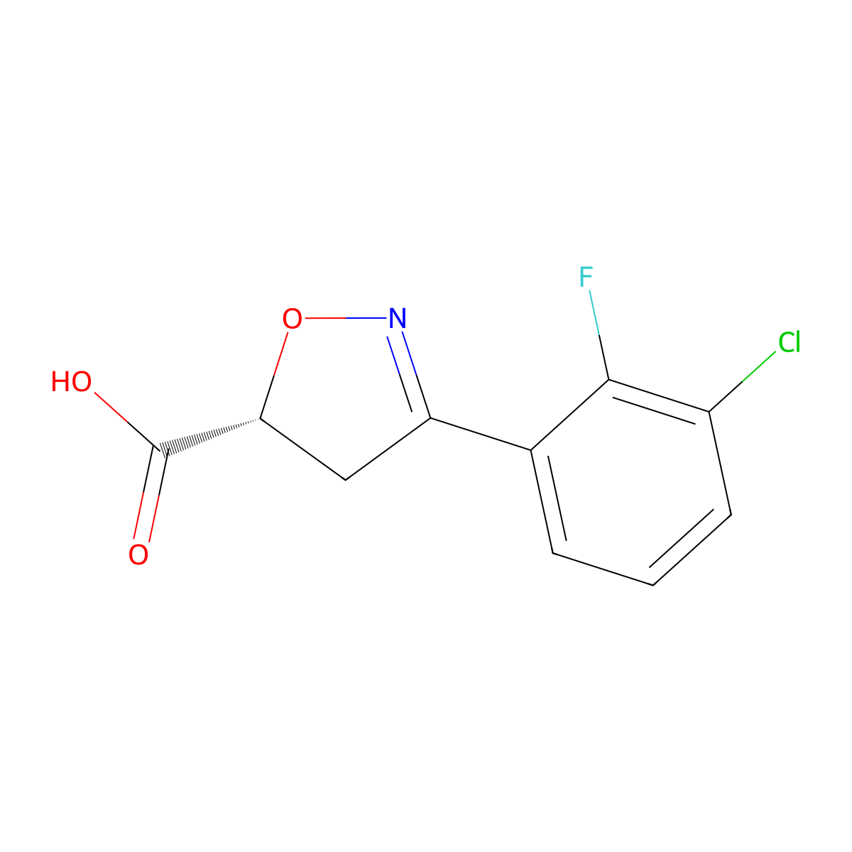 (R)-3-(3-Chloro-2-fluorophenyl)-4,5-dihydroisoxazole-5-carboxylic acid molecular structure, CAS 1629981-48-1