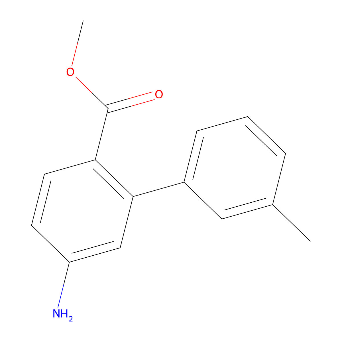 Methyl 5-amino-3'-methyl-[1,1'-biphenyl]-2-carboxylate molecular structure, CAS 1629990-12-0