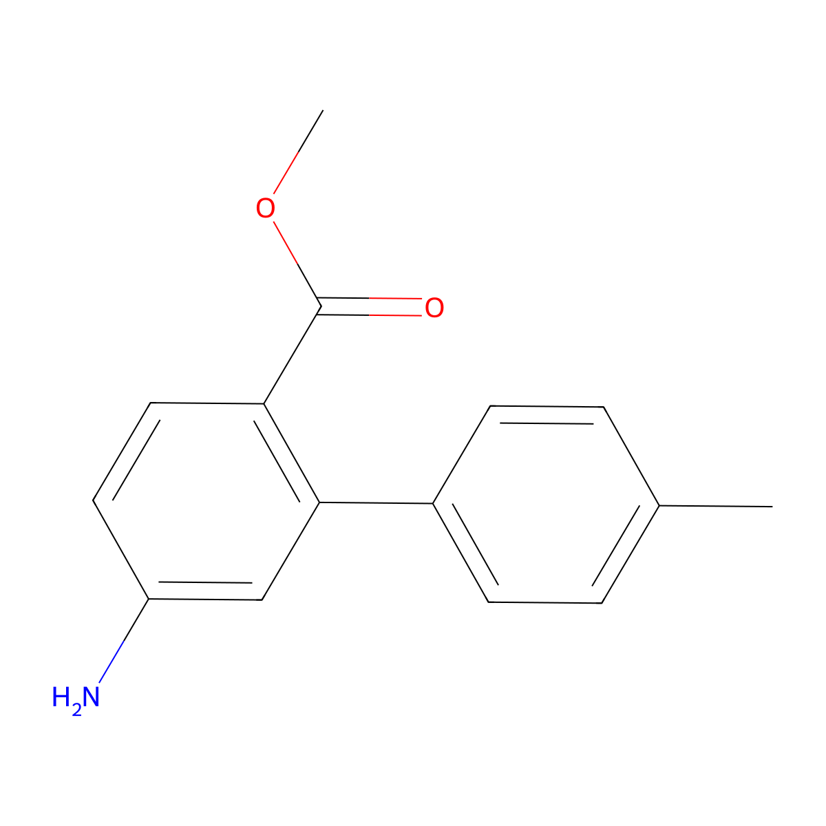 Methyl 5-amino-4'-methyl-[1,1'-biphenyl]-2-carboxylate molecular structure, CAS 1629990-13-1