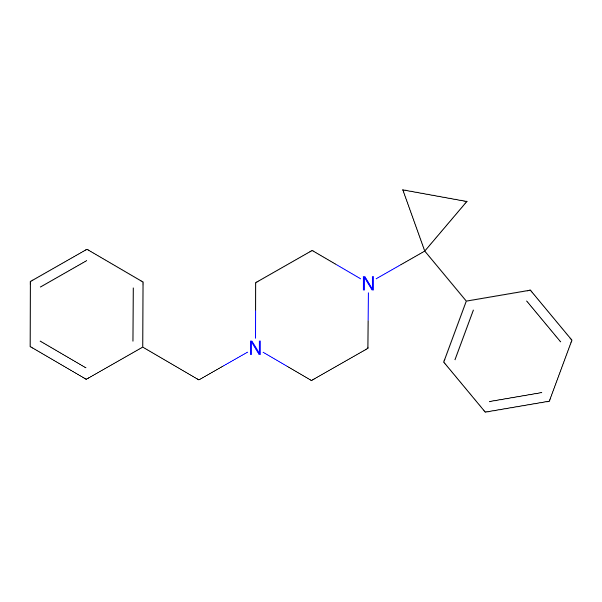 1-Benzyl-4-(1-phenylcyclopropyl)piperazine molecular structure, CAS 1629992-37-5