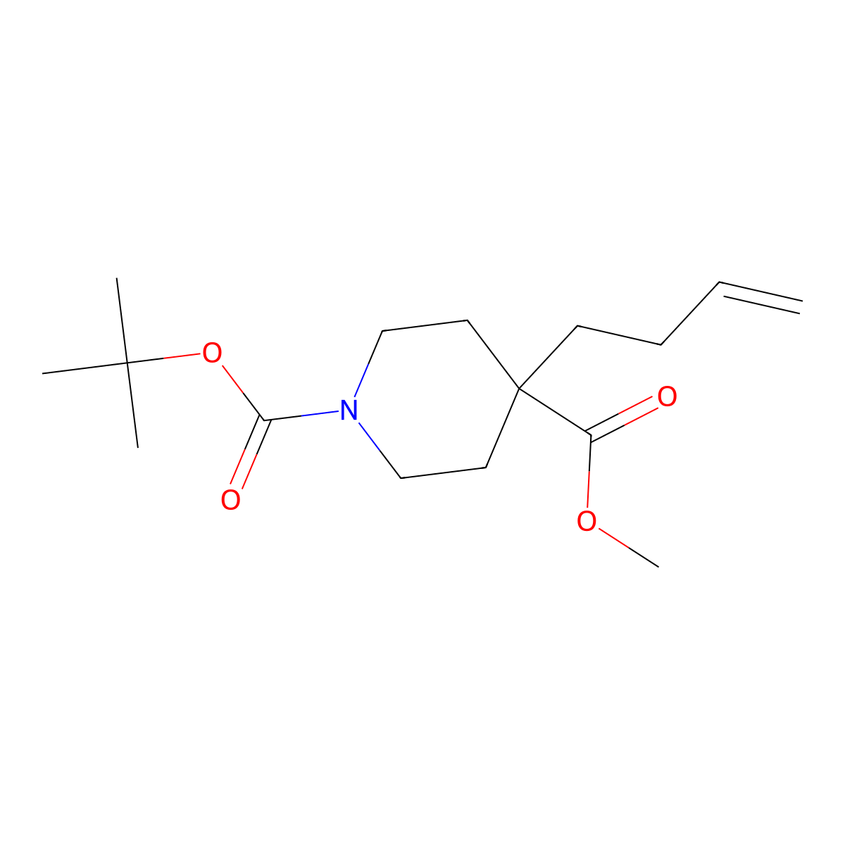 1-Tert-butyl 4-methyl 4-(but-3-en-1-yl)piperidine-1,4-dicarboxylate molecular structure, CAS 1630011-79-8