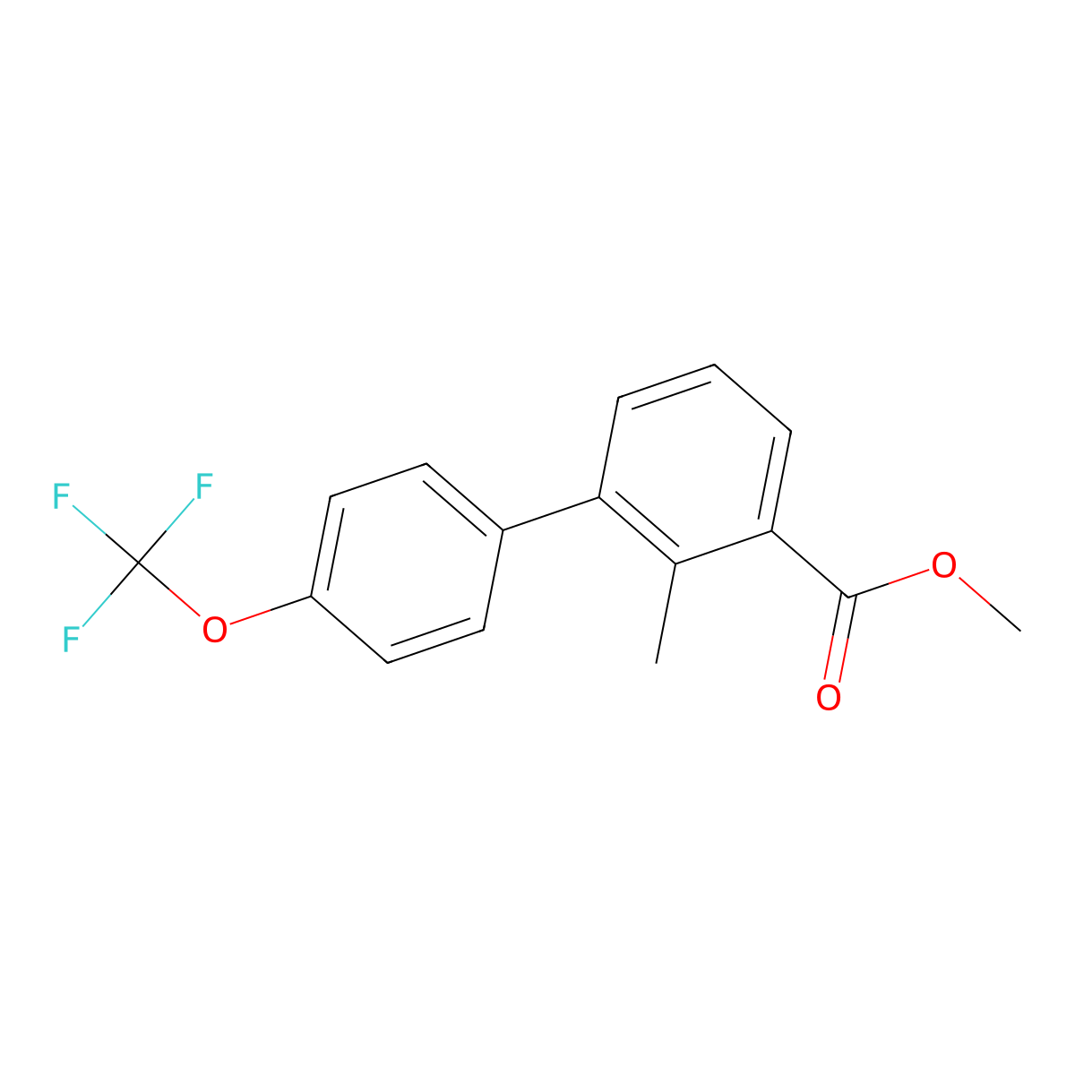 Methyl 2-methyl-3-[4-(trifluoromethoxy)phenyl]benzoate molecular structure, CAS 1630035-51-6