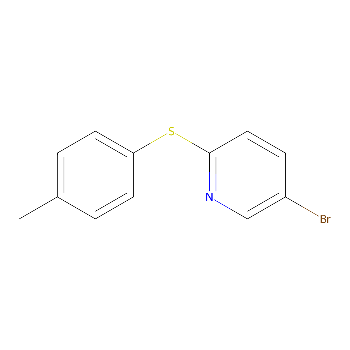 Pyridine, 5-bromo-2-[(4-methylphenyl)thio]- molecular structure, CAS 163004-03-3