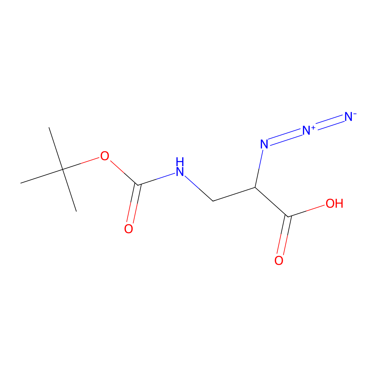 N3-D-Dap(Boc)-OH molecular structure, CAS 1630044-08-4