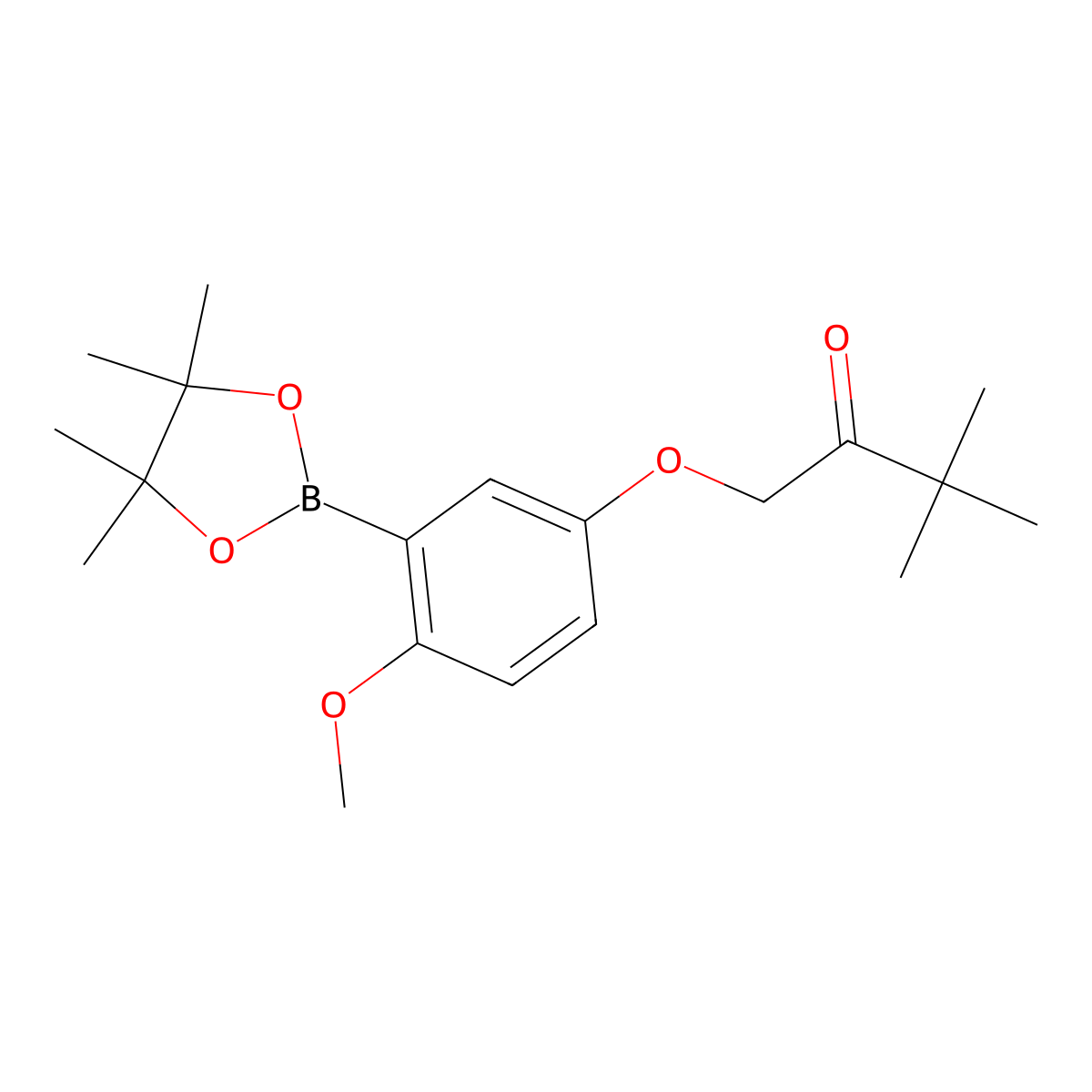1-[4-Methoxy-3-(4,4,5,5-tetramethyl-[1,3,2]dioxaborolan-2-yl)-phenoxy]-3,3-dimethyl-butan-2-one molecular structure, CAS 1630057-82-7