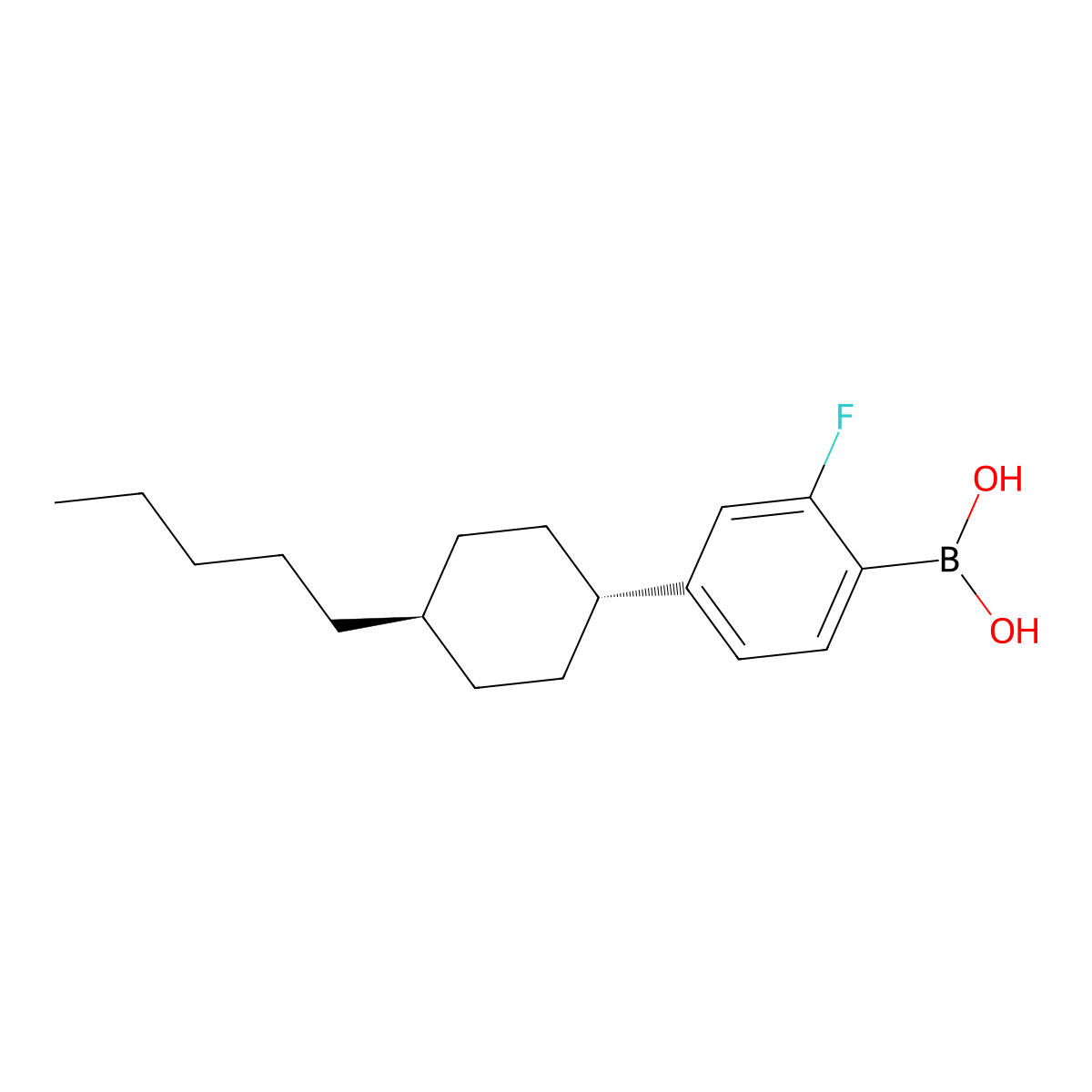 (2-Fluoro-4-(trans-4-pentylcyclohexyl)phenyl)boronic acid molecular structure, CAS 163006-96-0