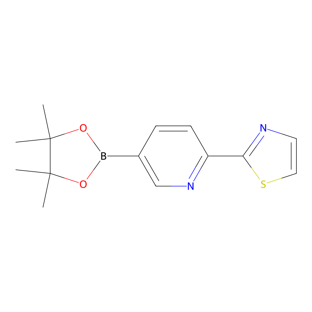 2-(Thiazol-2-yl)pyridine-5-boronic acid pinacol ester molecular structure, CAS 1630060-87-5