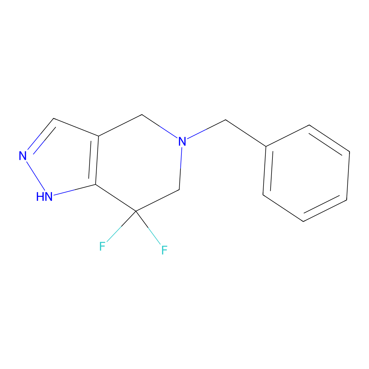 5-Benzyl-7,7-difluoro-4,5,6,7-tetrahydro-1H-pyrazolo[4,3-c]pyridine molecular structure, CAS 1630062-36-0