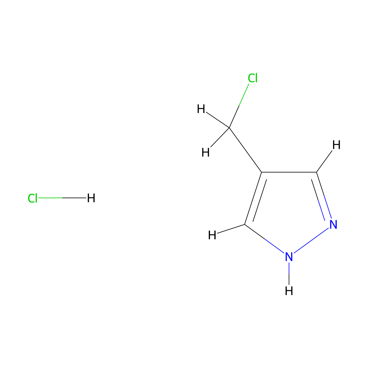4-(chloromethyl)-1H-pyrazole hydrochloride molecular structure, CAS 163008-98-8