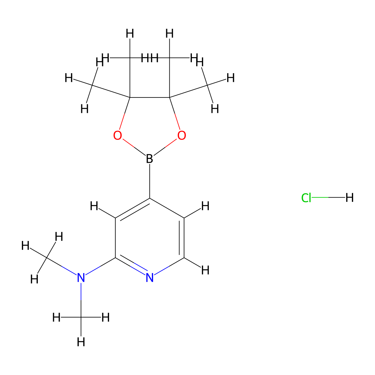 2-(Dimethylamino)pyridine-4-boronic acid pinacol ester-HCl molecular structure, CAS 1630082-11-9