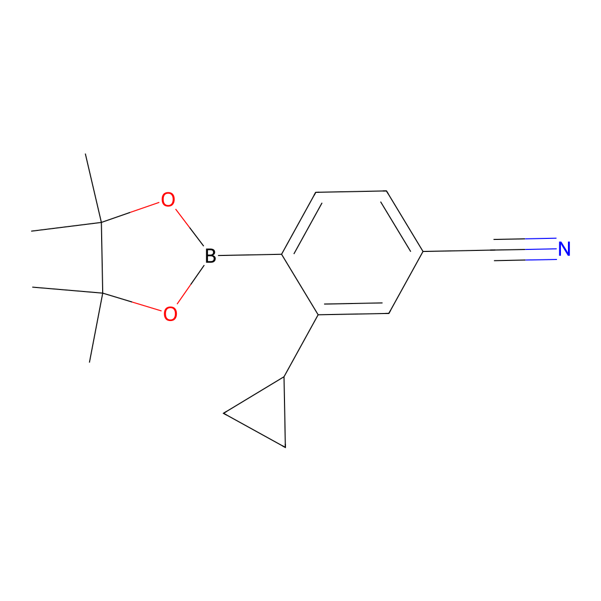 3-Cyclopropyl-4-(4,4,5,5-tetramethyl-1,3,2-dioxaborolan-2-yl)benzonitrile molecular structure, CAS 1630082-46-0