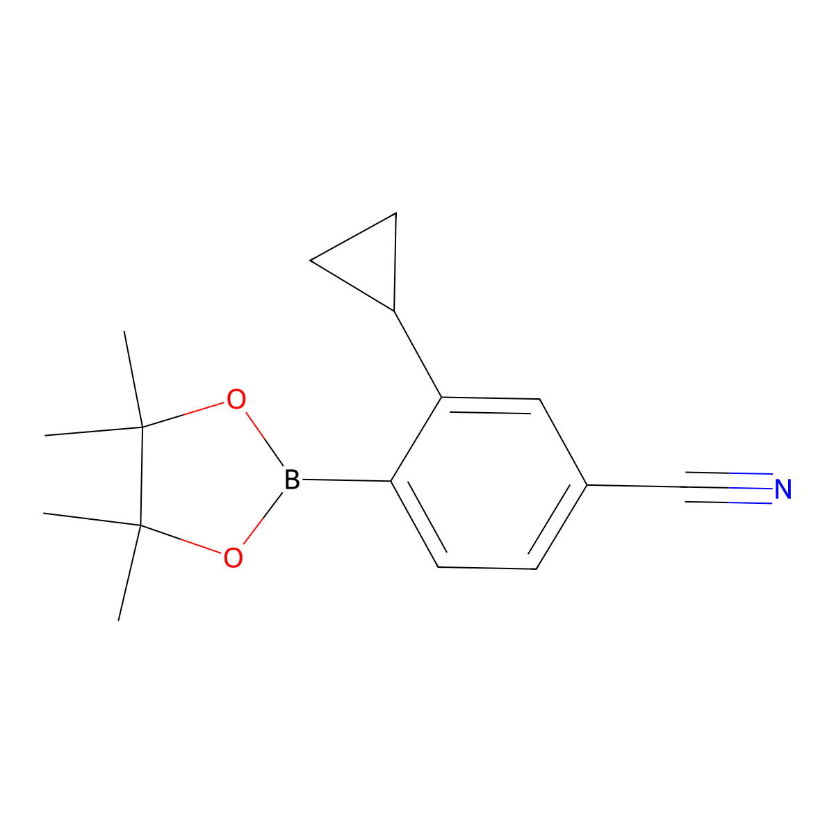 3-Cyclopropyl-4-(4,4,5,5-tetramethyl-1,3,2-dioxaborolan-2-yl)benzonitrile molecular structure, CAS 1630082-46-0