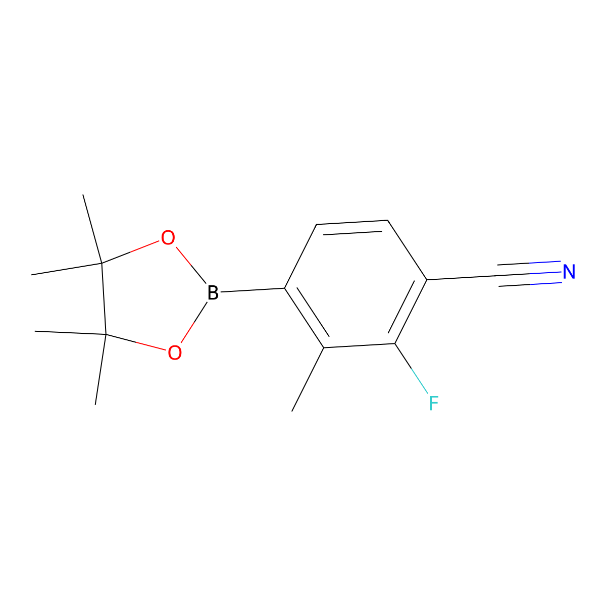 2-Fluoro-3-methyl-4-(4,4,5,5-tetramethyl-1,3,2-dioxaborolan-2-yl)benzonitrile molecular structure, CAS 1630082-49-3