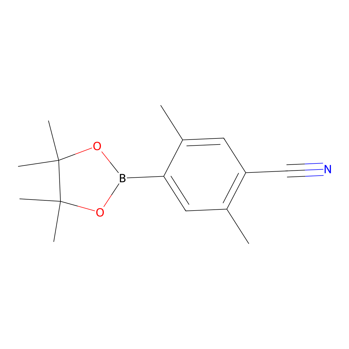 2,5-Dimethyl-4-(4,4,5,5-tetramethyl-1,3,2-dioxaborolan-2-yl)benzonitrile molecular structure, CAS 1630082-71-1