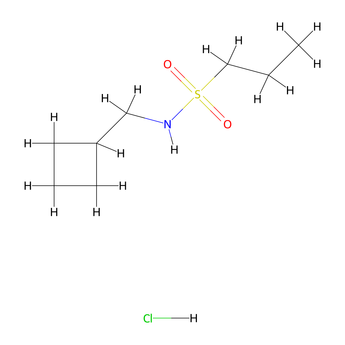 N-(cyclobutylmethyl)propane-1-sulfonamide hydrochloride molecular structure, CAS 1630096-67-1