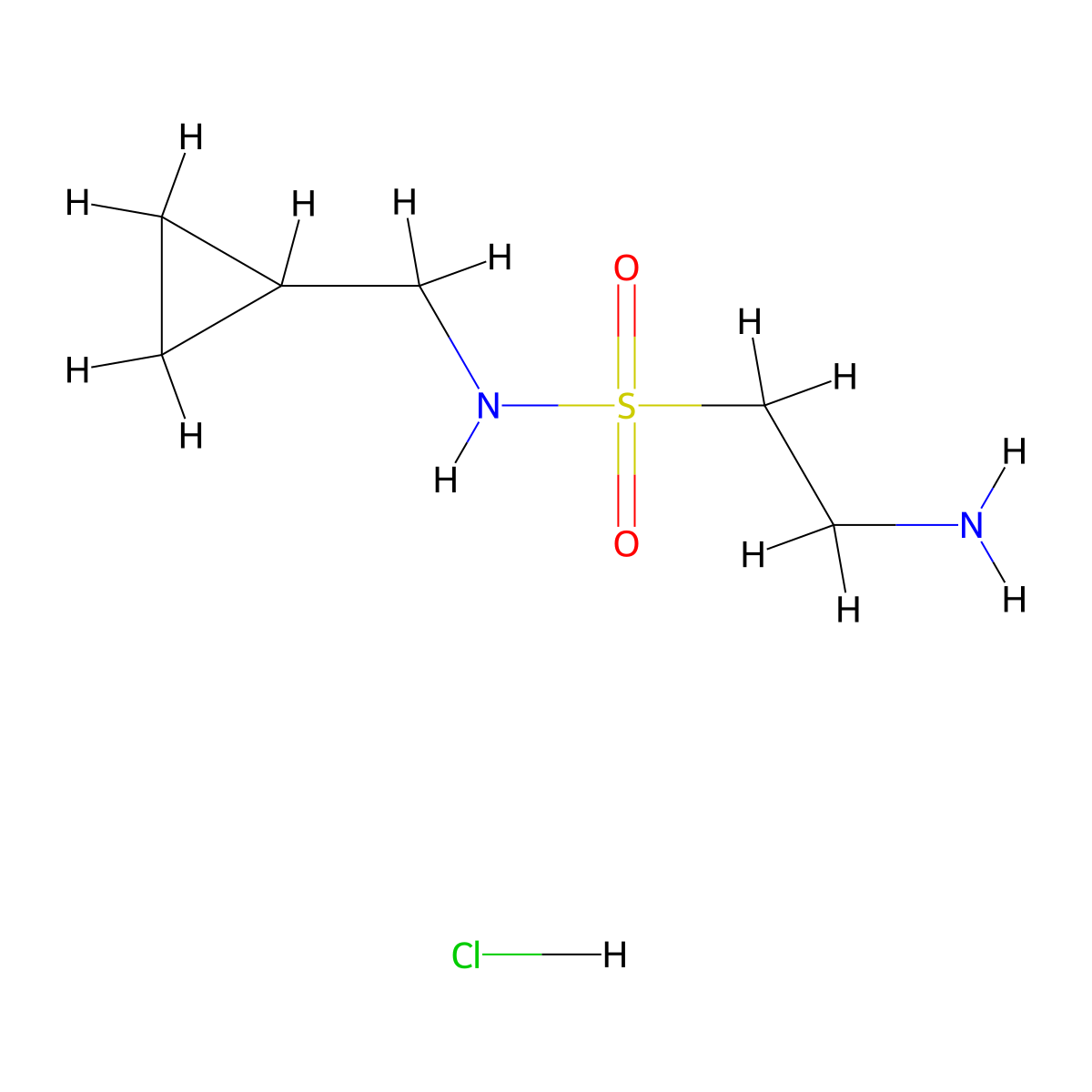 2-amino-N-(cyclopropylmethyl)ethane-1-sulfonamide hydrochloride molecular structure, CAS 1630096-69-3