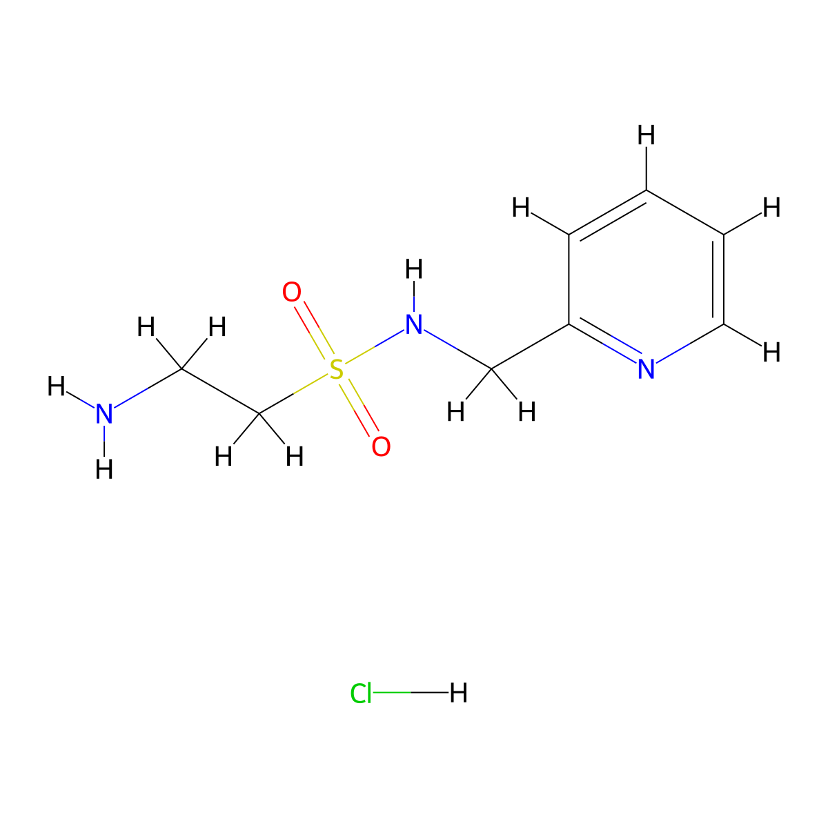 2-amino-N-(pyridin-2-ylmethyl)ethane-1-sulfonamide hydrochloride molecular structure, CAS 1630096-72-8